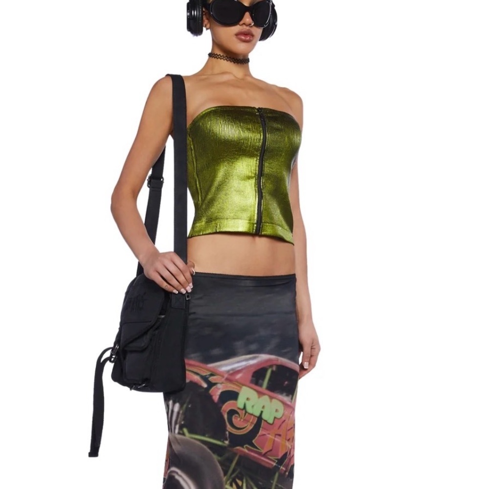 NWT metallic lime green tube top by Basic Pleasure Mode